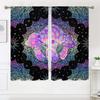 2 Pieces, Bohemian Mandala Psychedelic Mushroom Curtains -30% Blackout - Suitable for Living Room, Bedroom and Home Decoration.