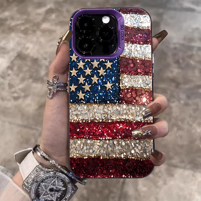 American Flag Pattern Design IMD Phone Case For iPhone 17 16 Pro Max 15 Plus 14 13 12 11 17Air 16E XS X XR Shockproof Hard Cover