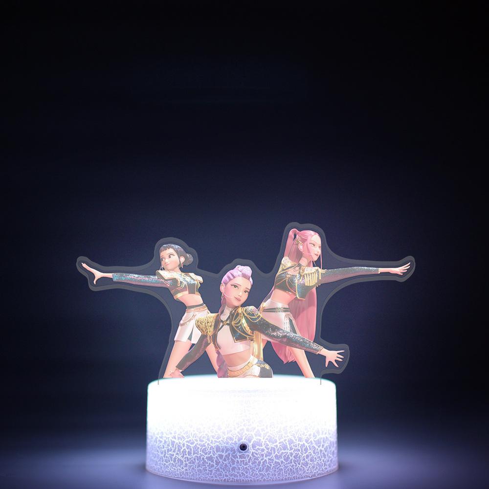 KPop Demon Hunters Kawaii Zoe Mira Rumi Saja Boys Monochrome Light Remote Control 16 Color Night Lights