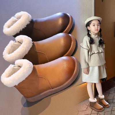 Winter New Leather Boots Velvet Soft-soled Short Boots Girls Warm Cotton Boots