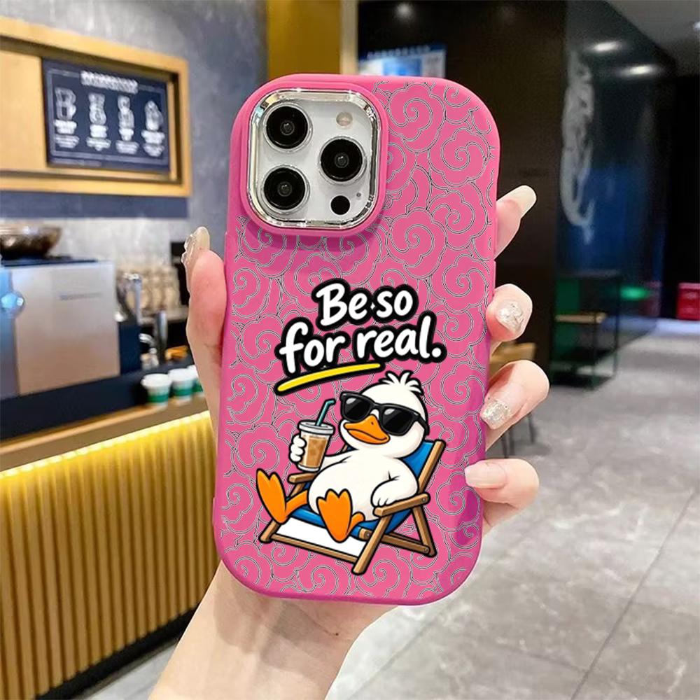 Phone Case: 2D Flat Design Suitable for iPhone 18 17 16 15 14 13 Pro Protective Case, Couple Style, Vacation Little Duck, Christmas and Halloween Gift