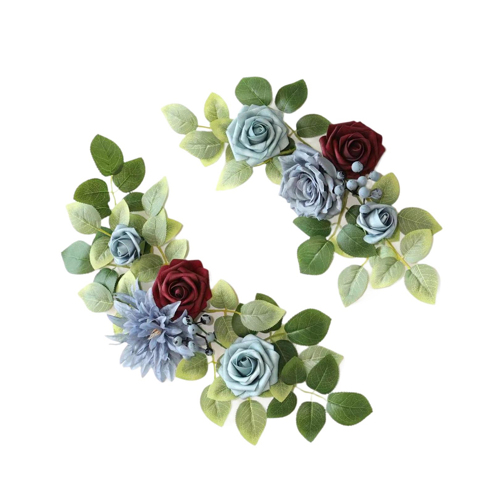 2x Wedding Arch Flowers Welcome Sign Decorations Rustic Green Leaves Artificial Flowers for Birthday Anniversary Ceremony