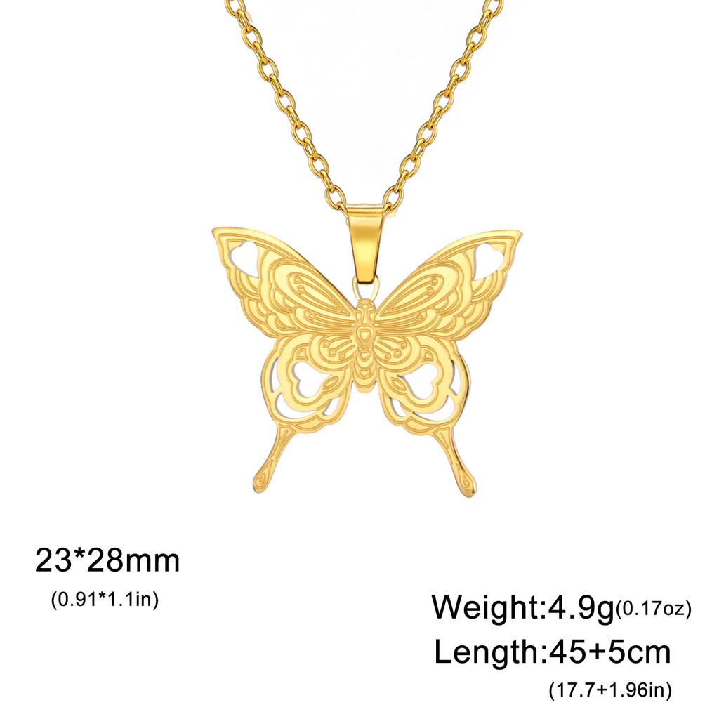 Teamer Delicate Sweet Butterfly Pendant Necklace for Women Girls Stainless Steel Fashion Choker Jewelry Valentine's Day Gift