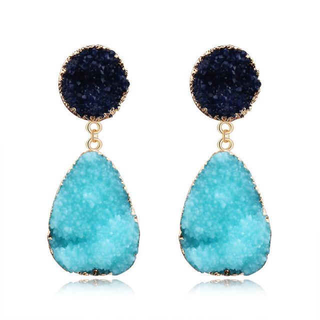 Retro cluster crystal stud earrings, candy-colored water drop earrings for women
