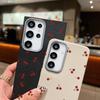 Cherry Wave Point Print Soft Phone Case For Samsung S25 Ultra S24 FE S23 S22 A16 A56 A55 A36 A15 A26 TPU Matte Leather Texture Shockproof Slim Cover