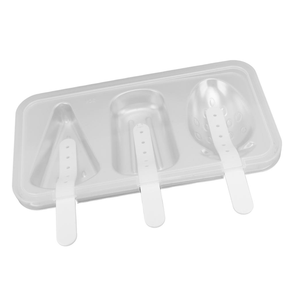Ice Cream Molds Silver with Lid Ice Pop Molds Stainless Steel 3 Cavity with Stick Reusable Versatile Ice Pop Maker for