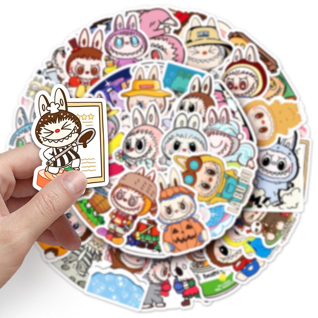 50 Sheets Cute Labubu Elf Team Waterproof Cartoon Journal Stickers