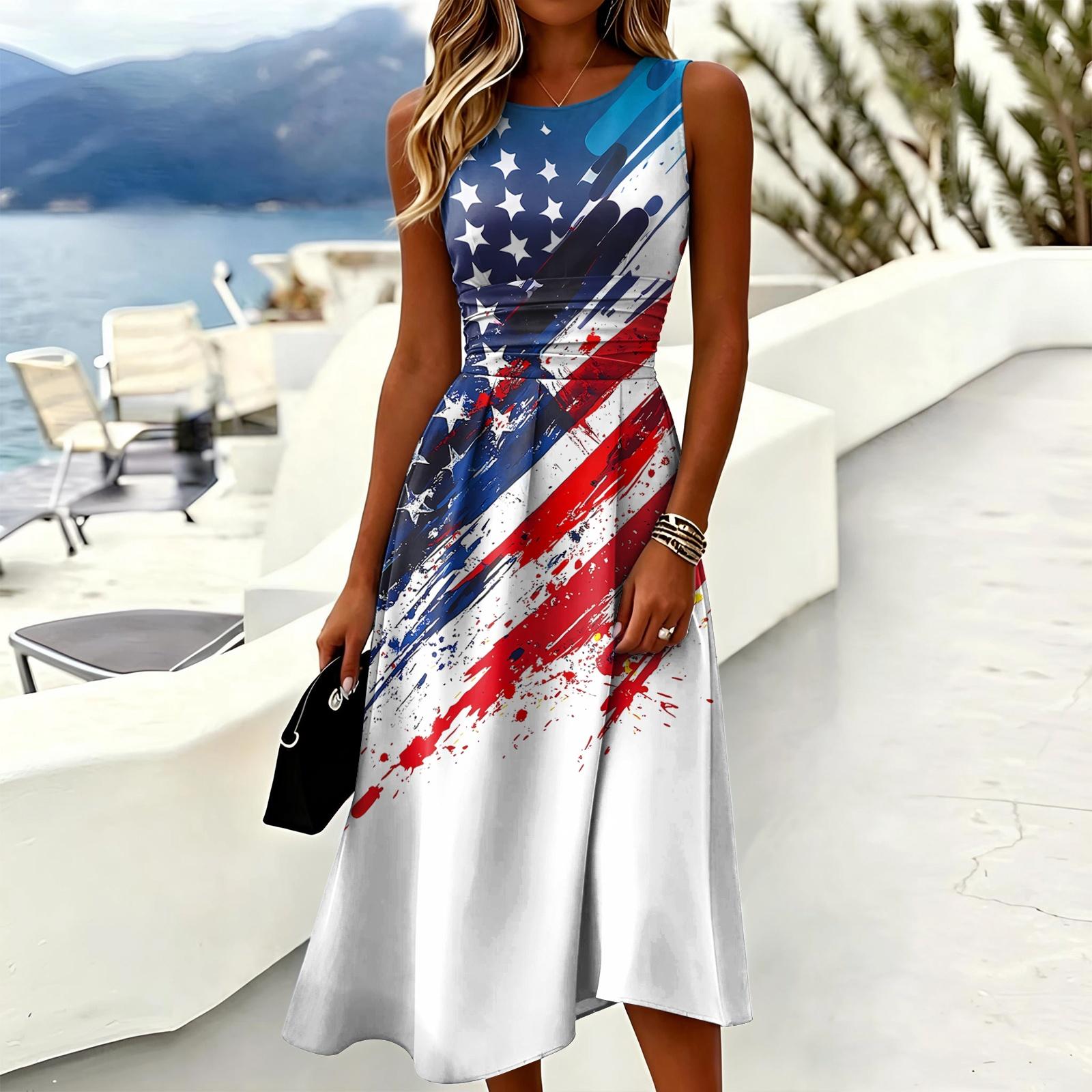 

Women’s Fashion Round Neck Sleeveless Casual Dress with Relaxed Fit and Decorative Comfortable Everyday Wear XL красный