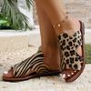 Fashion Summer Woman Slippers Leopard Print Gladiator Sandals Lightweight Beach Shoes for Woman Roman Style Flat Slippers Slides Women