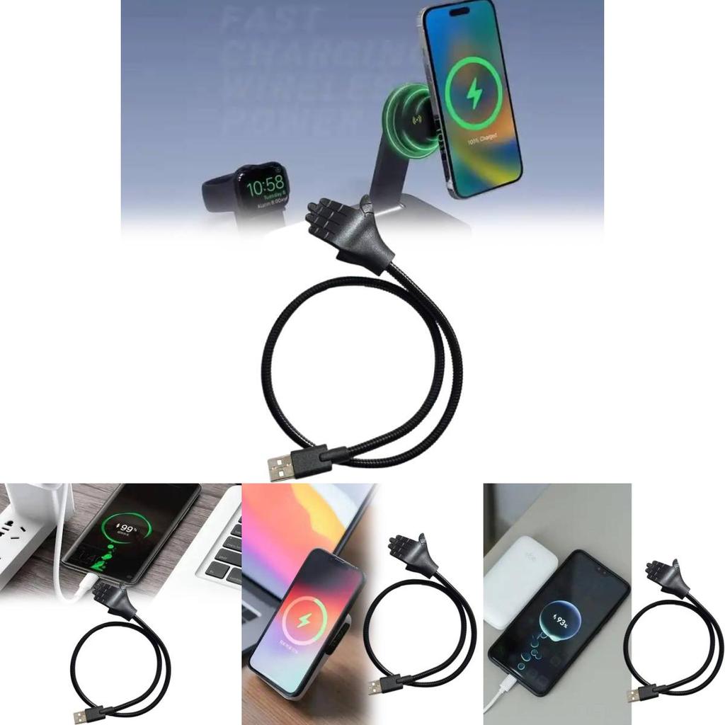 Universal Handheld Phone Stand Data Cable With Flexible Metal Hose For Fast Charging And Android Devices