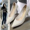 3Cm Not Tired Feet Soft Leather High Heels Women's 2025 French Stiletto 5 Pointed Middle Heel Single Shoes Versatile Work Shoes