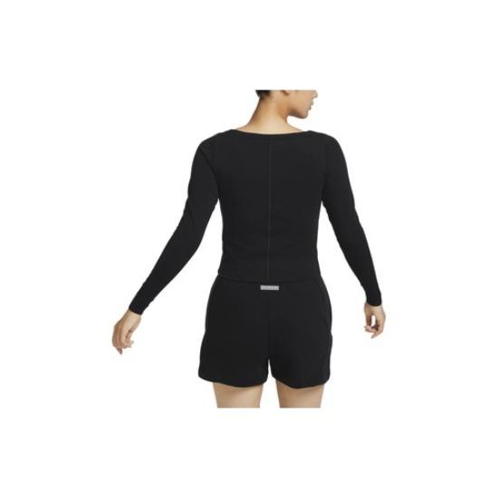 Nike Solid Color Round Neck Casual Crop Tight Long Sleeve T-Shirt FN1912-010
