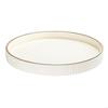 Elegant Round Leather Jewelry Display Tray For Home Decor With Gold Trim And Raised Edges Preventing Item Slips