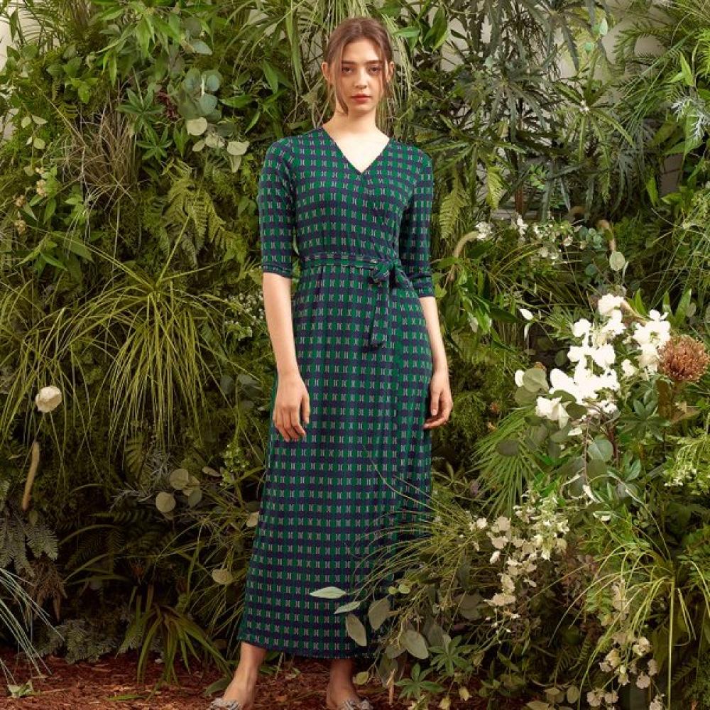 Lipbbam Creora Romona Robe Longue Cache-cœur Manches 3/4 Ldm10gv101