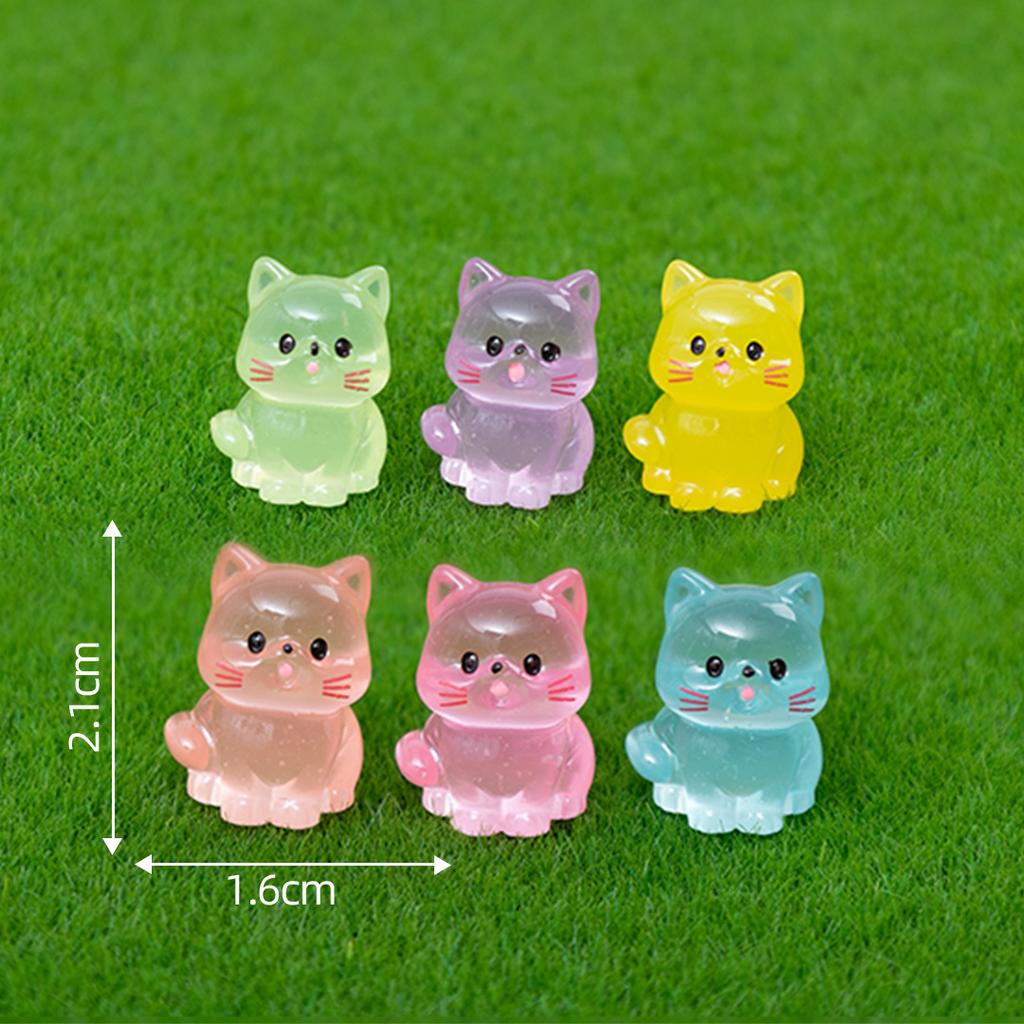 10-100 Stück Leuchtende Mini-Harzkatzen Kleine Kätzchen-Figuren für Feengarten Landschaft Aquarium Topfpflanze Streichspiel DIY-Dekoration