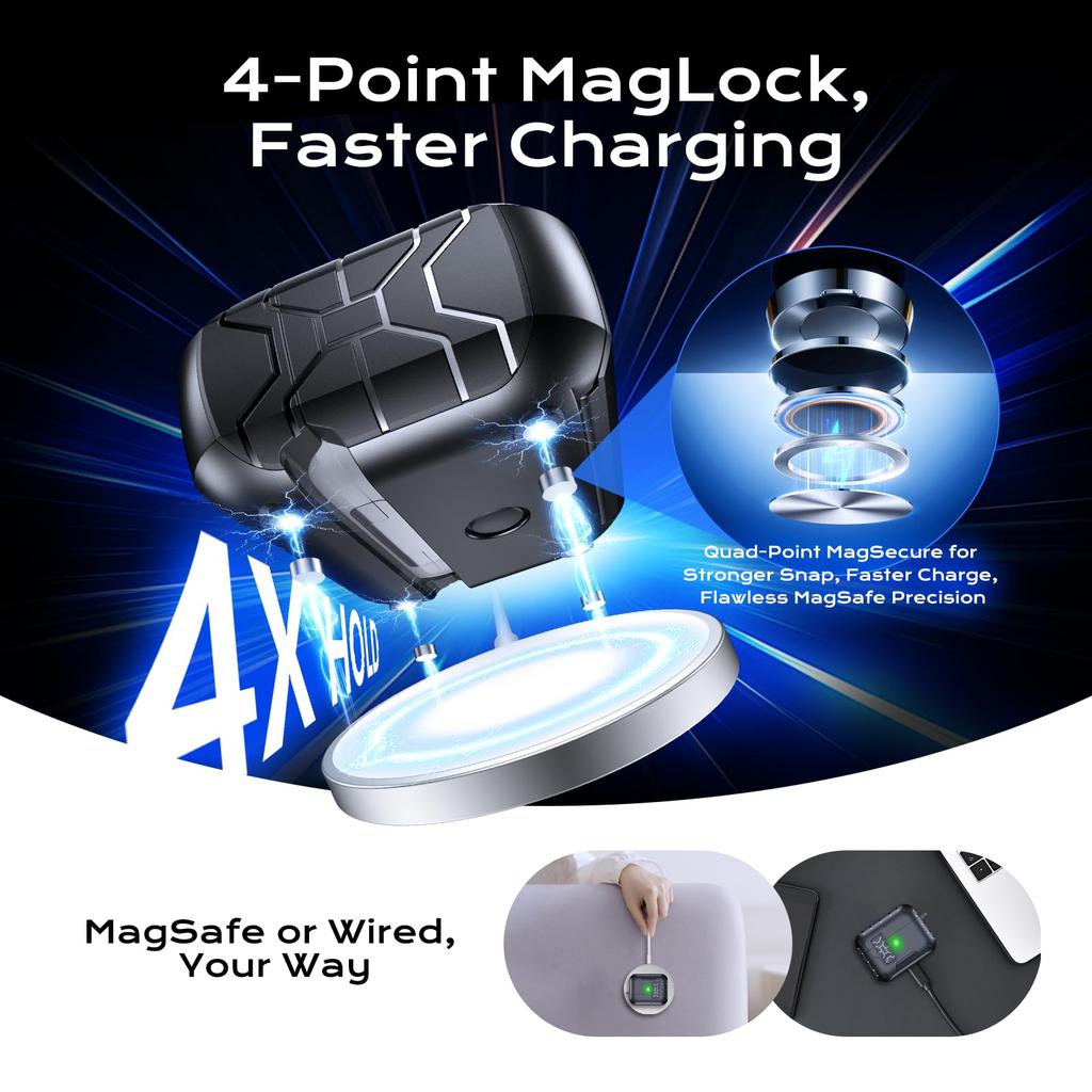 Case for Airpods Pro 3 (2025) with Secure Lock Automatic Pop-up Full Protective Hard Cover with Cleaning Kit for AirPods Pro 3