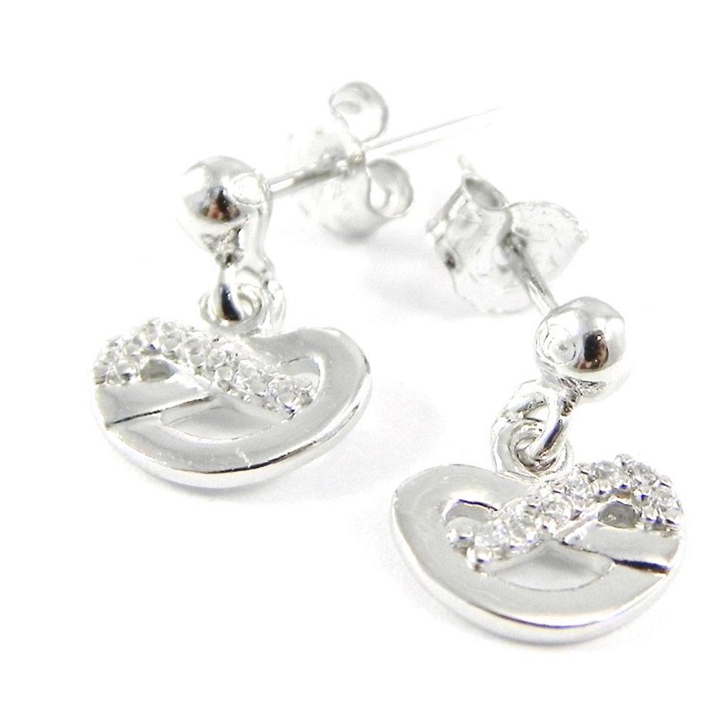 Les Trésors De Lily [H7359] - Boucles Argent 'Love' blanc argenté (rhodié) - 5x8 mm