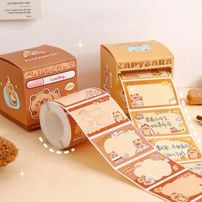 100/256Sheets Kawaii Stationery Cute Cartoon Capybara Sticky Notes Office Supplies Creative Tearable Pull-Out Type Note Paper