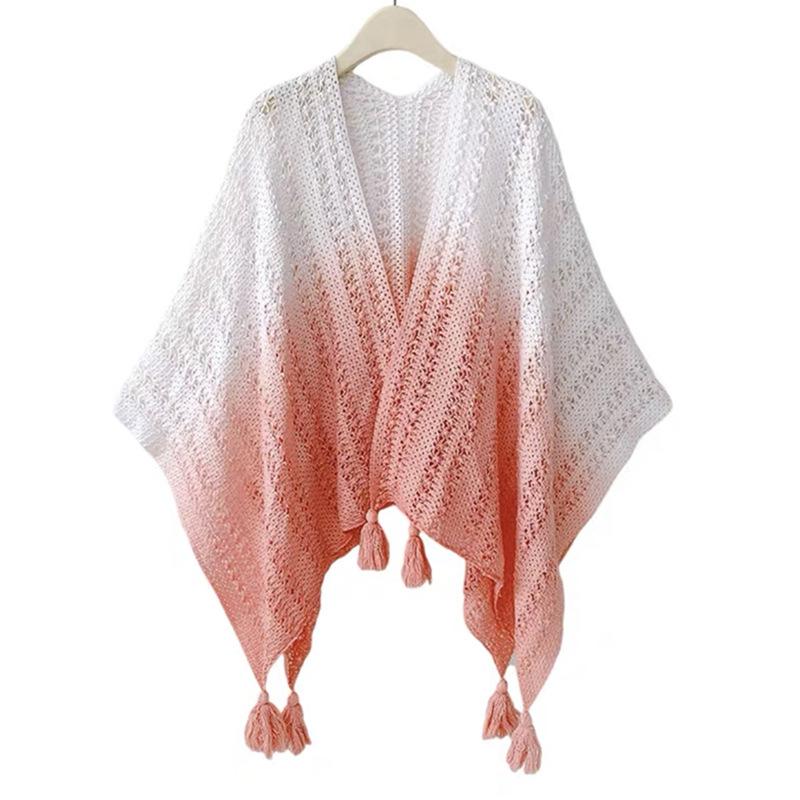 Spring Summer Thin Scarf Women Layers Poncho Sweet Color Spliced Hollow Wrap Shawl Casual Scarve Capa Para Mujer Pashmina Cloak