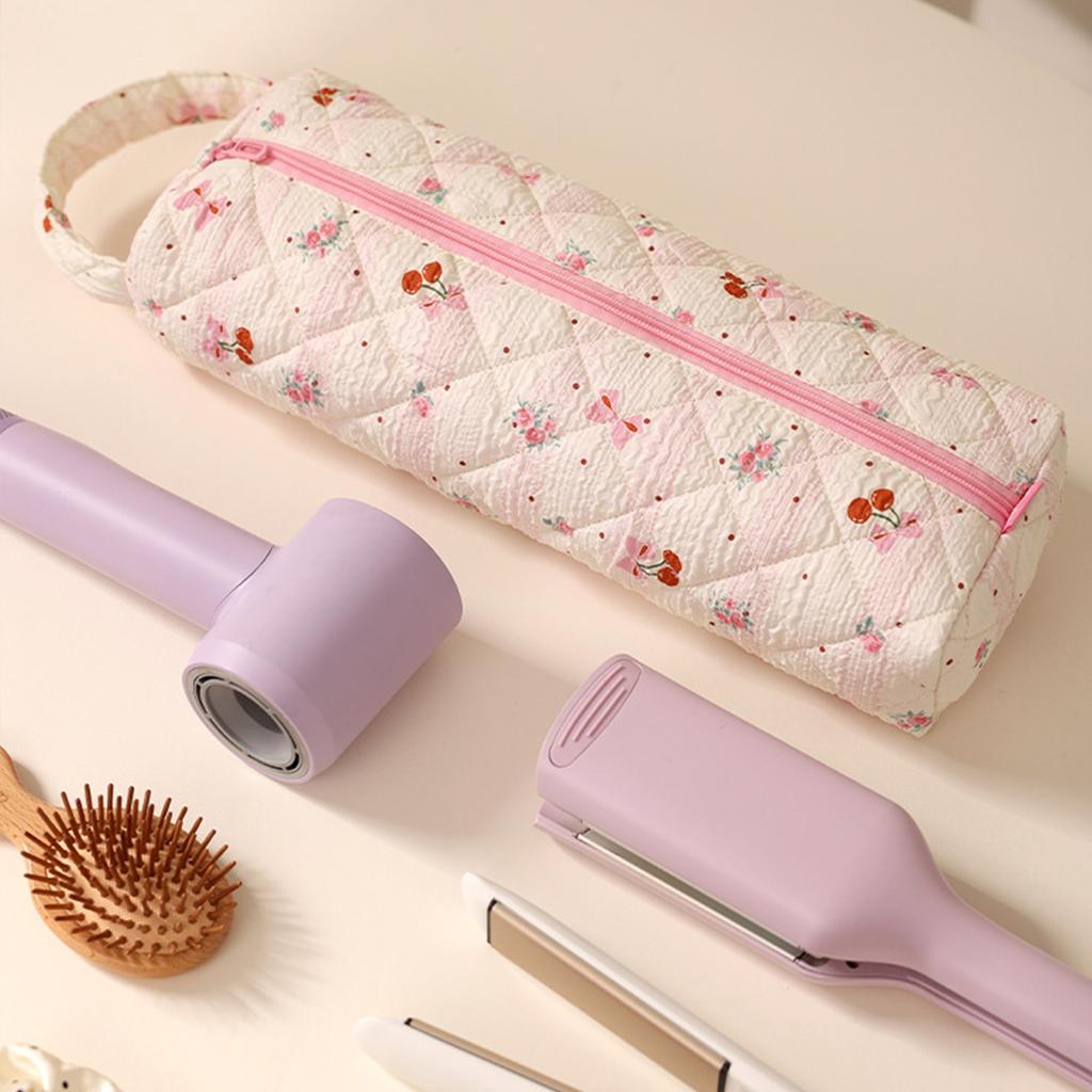 Quilted Travel Storage Bag Shockproof Padded Portable Hair Tools Bag Large Capacity Hair Straightener Container for Home Storage