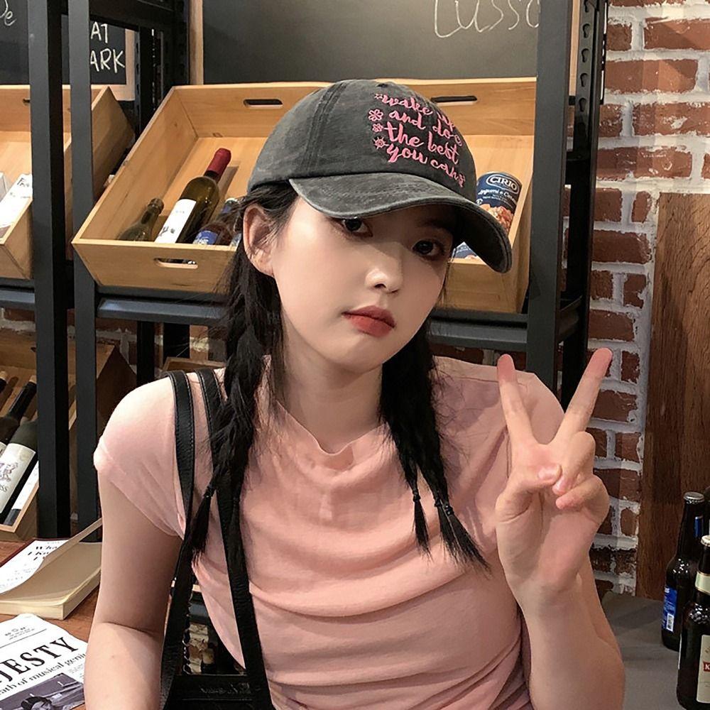 Letter Embroidered Baseball Cap Sun Protection Peaked Hat Vintage Sun Hat  Sports Outdoor