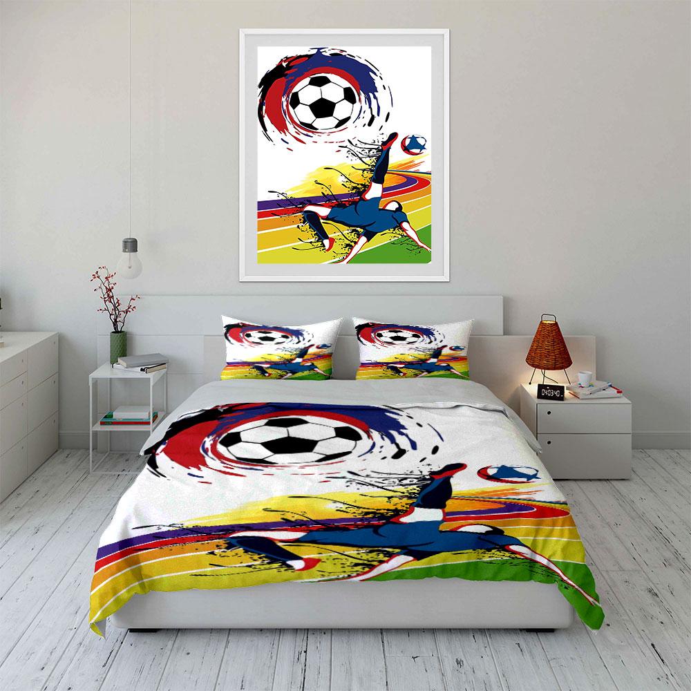 Soccer ball with player. Bedding sets Duvet cover sets Duvet covers Pillowcases(1 * Duvet Cover 2 * Pillowcases, without duvet insert)