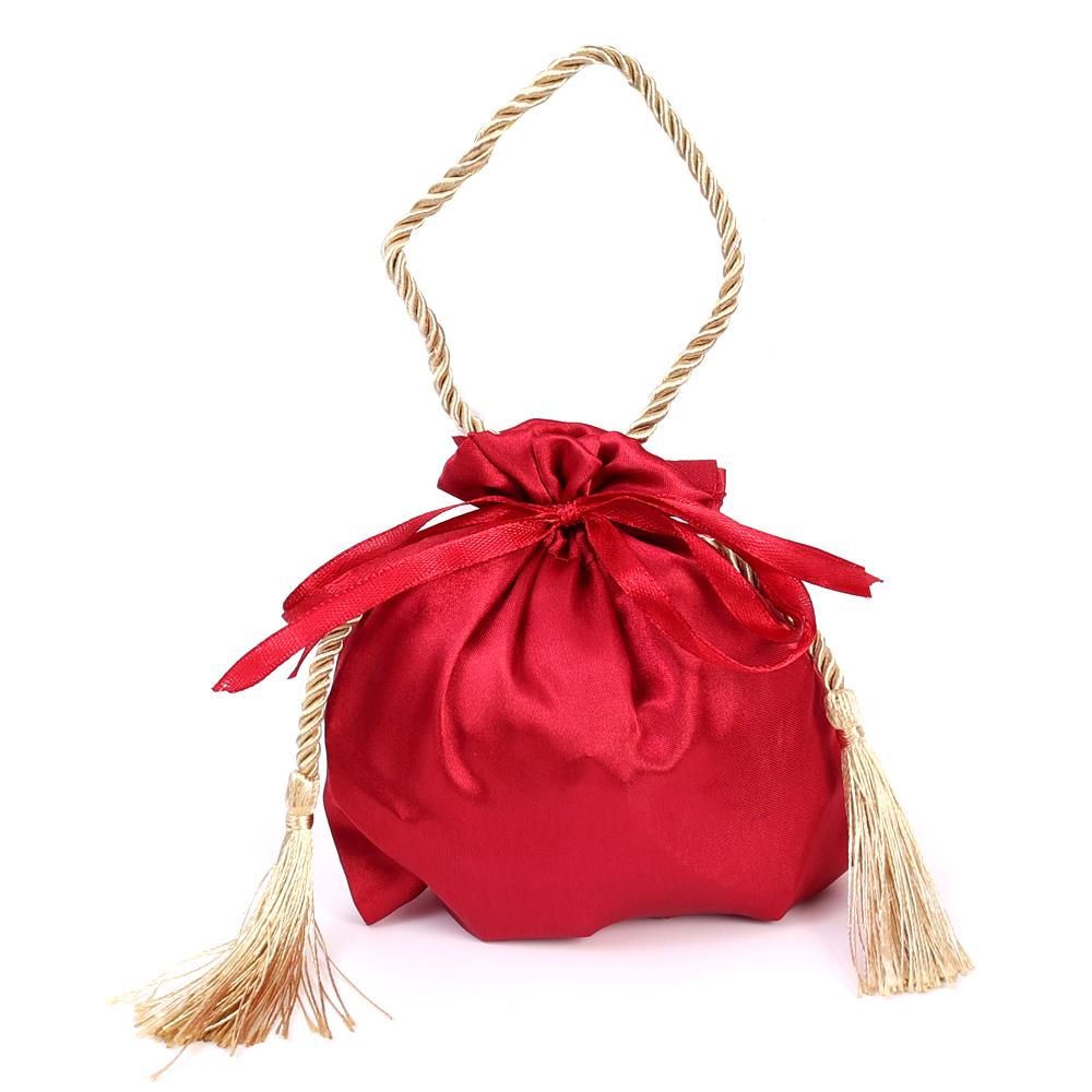 

Red Wedding Candy Bag for Guests Drawstring Cloth Bag Chinese Wedding Favors Christmas Birthday Party Decoration Gift Packaging 1 PC&16x16 cm