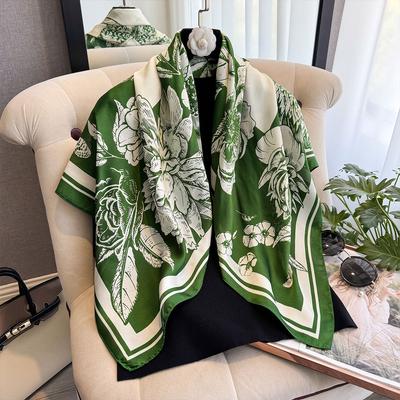 Spring And Summer Floral Design 90*90Cm Women Scarf Sunscreen Foulard Shawl Hijab Female Hair Hijab Wraps Neckerchief Bandanda