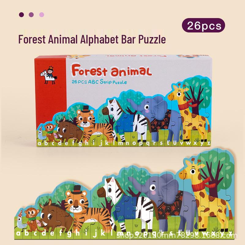 Kids  Dinosaur Striped Wooden Puzzle Toy for Early Cognitive Development