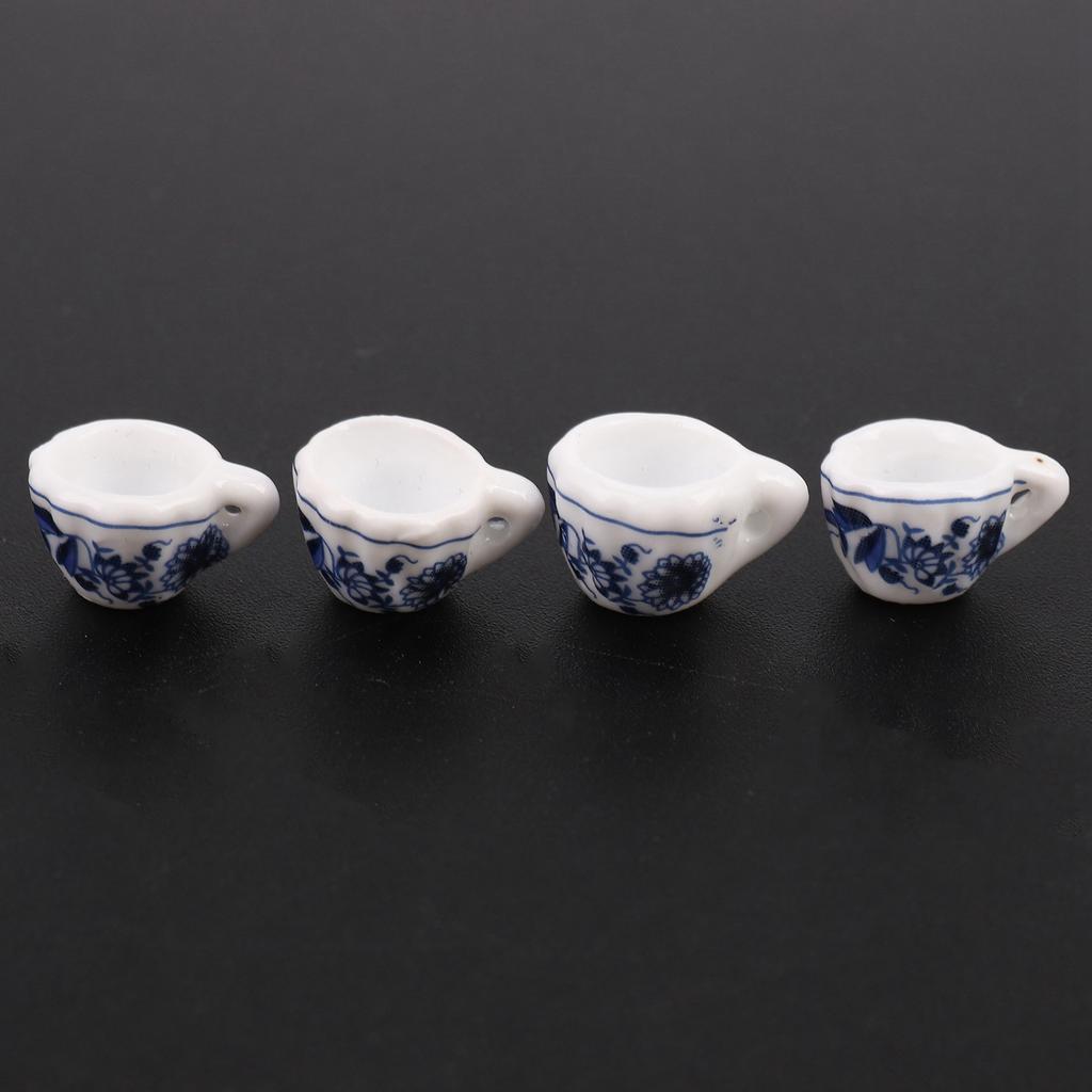 Good-2X 1/12Th Dining Ware China Tea Set House Miniatures Blue Flower
