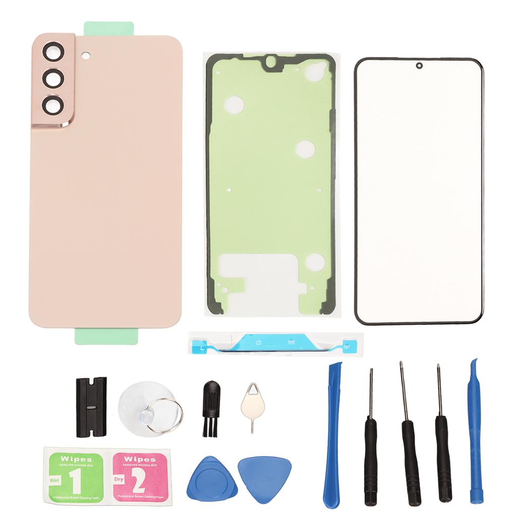 Phone Back Glass Cover Set Easy Installation Phone Rear Glass Cover Set with Professional Repair Kit for S22 Pink