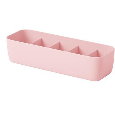 1Pc Socks Storage Box Stacklable Plastic Underwears Organizer for Home Bedroom(Pink Five Cell )