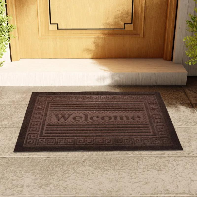 Classic Welcome Door Mat Collection With Geometric Border Patterns Sophisticated Entryway Decor Mat Perfect For Home Decor