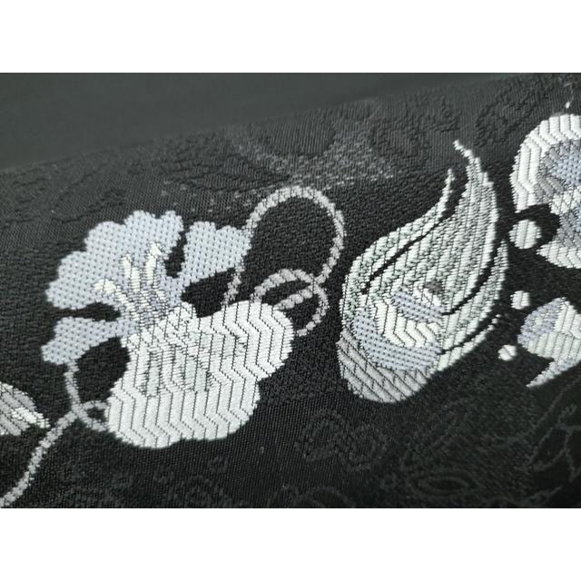 Used Heiwaya Kimono - 9-inch Nagoya Obi, Treasure-filled Pattern, Black, Pure Silk, Masterpiece CABI0257hy