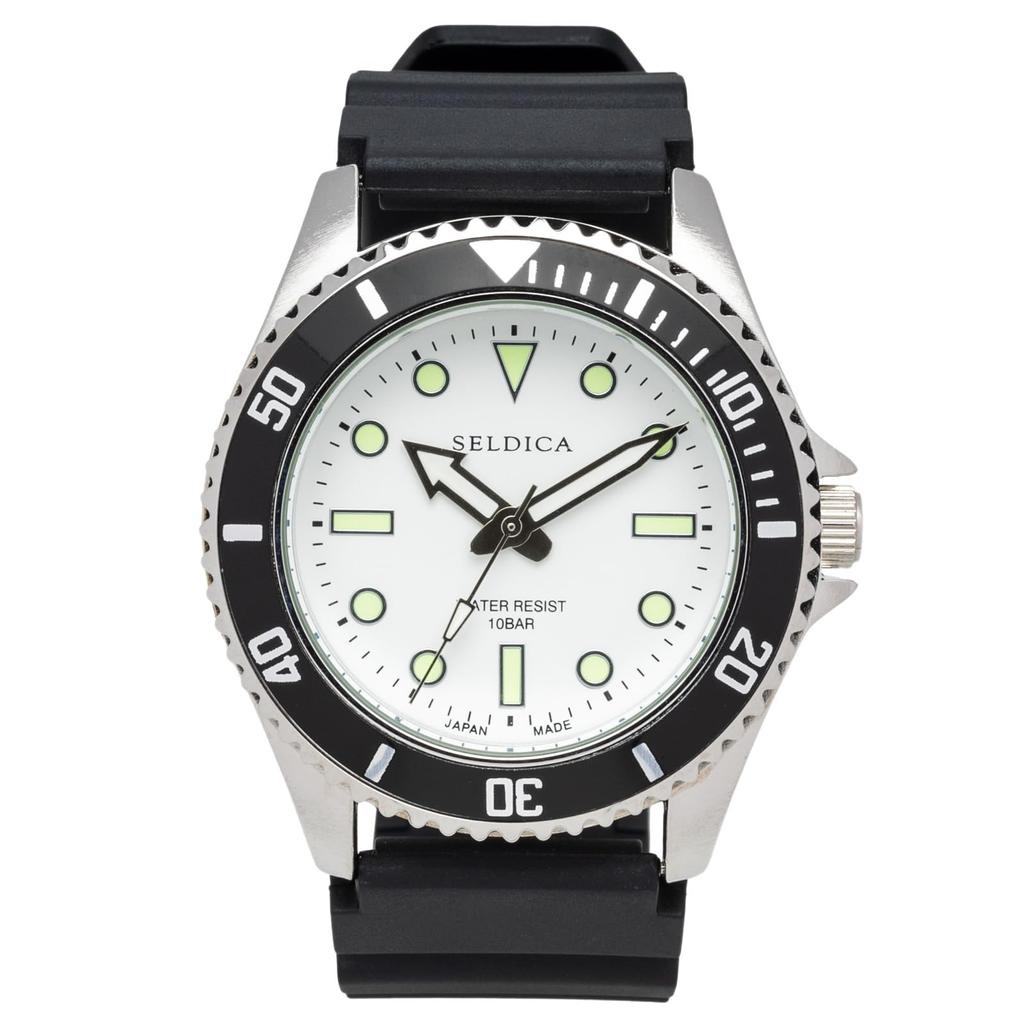 CREPHA Men's Serdica Analog Watch with White Dial, Urethane Strap, and Japanese Movement
