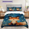 Fox Pattern Bedding Quilt Set Quilt Cover Pillowcase Home Decoration Birthday Gift (1 * Duvet Cover + 2 * Pillowcase, Without Core)