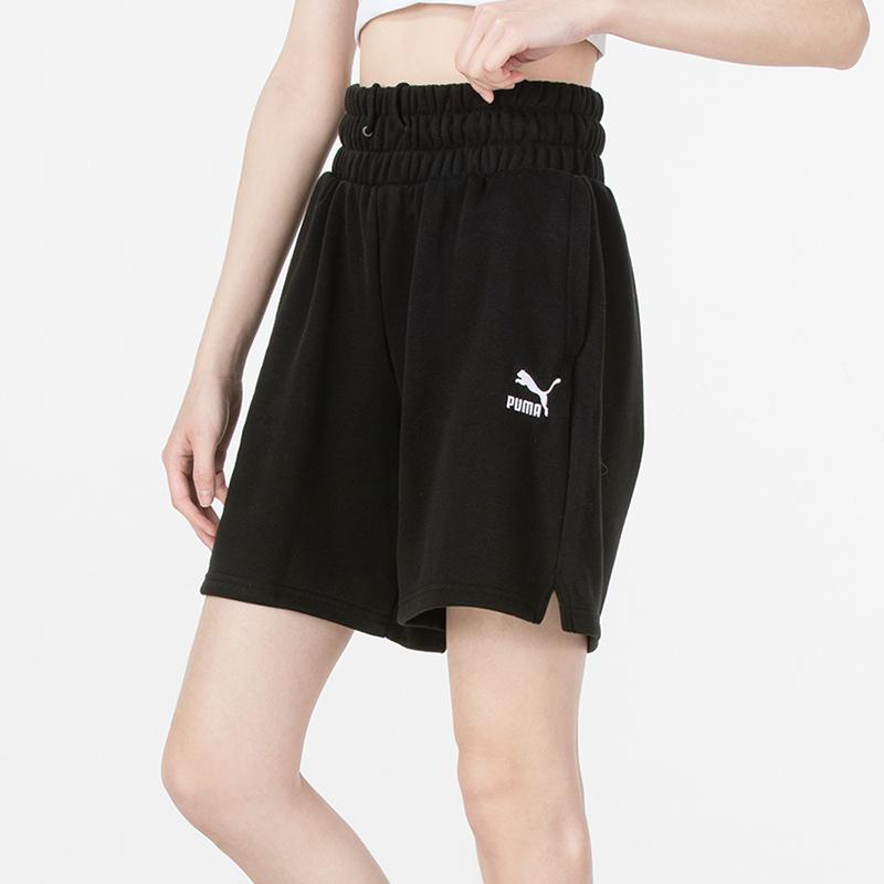Puma Solid Color Logo Casual Knit Shorts Women Bottoms Black 535270-01
