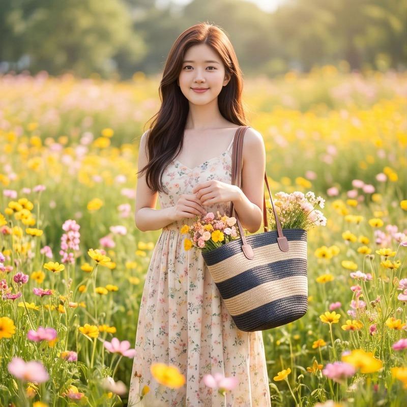 Straw bag women's summer bag fashion tote bag large capacity woven bag bucket bag women's bag