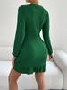 Abito in maglia con scollo tondo, elegante abito attillato per donna, manica lunga, tinta unita, abiti larghi, abito con bordo a foglia di loto