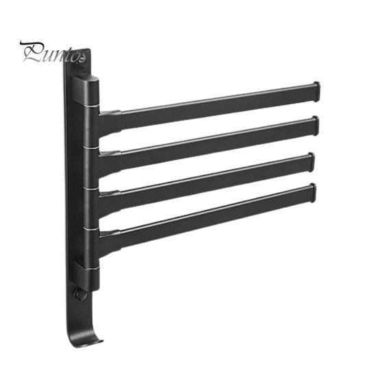 

Вешалка для полотенец в ванной комнате, поворотная, складная, держатель для полотенец на 4 планки, настенная полка для кухни, подвесная стойка для хранения бумаги чёрный