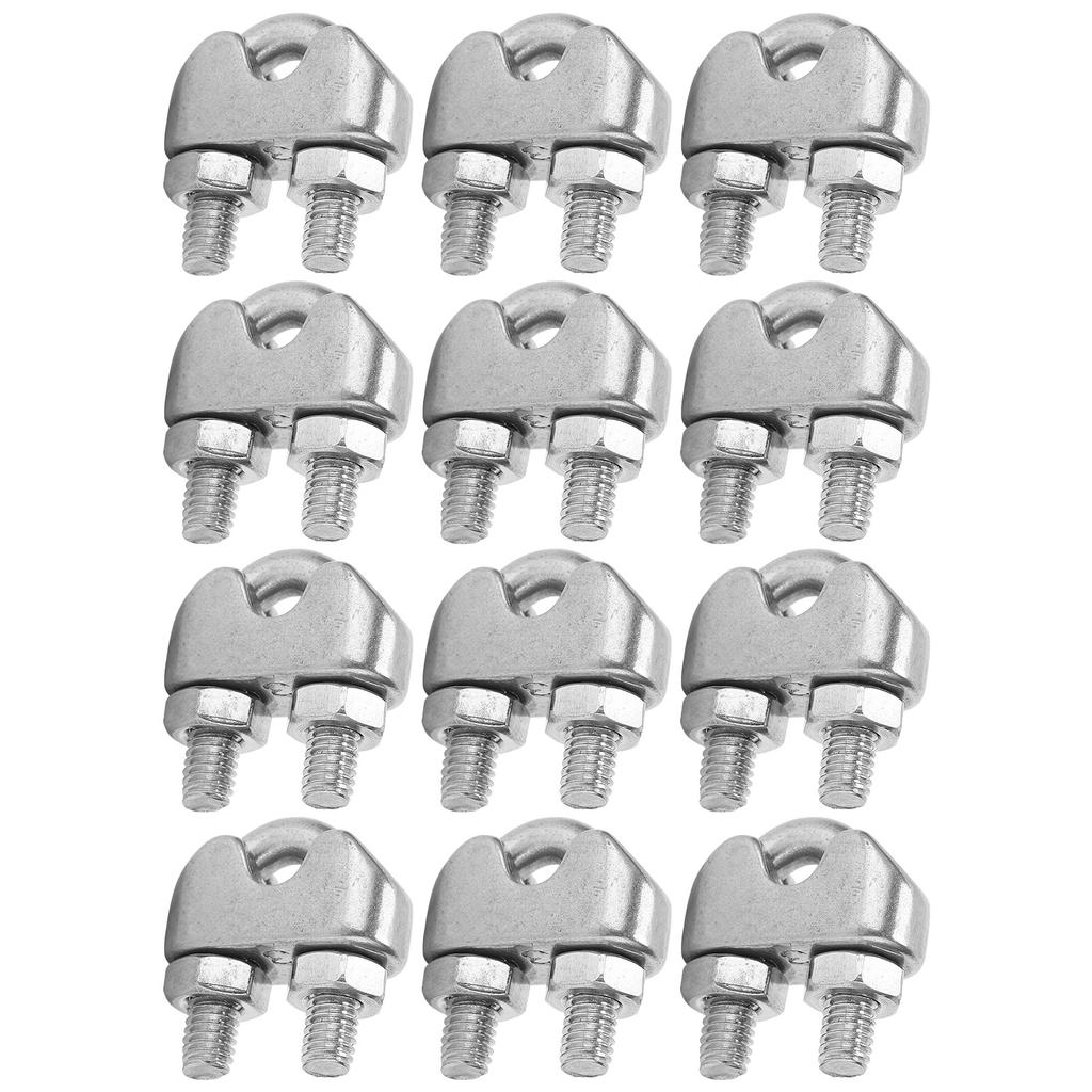 12pcs 1/8 Inch M3 Stainless Steel Wire Rope Cable Clip Clamp U Bolt Saddle Fastener