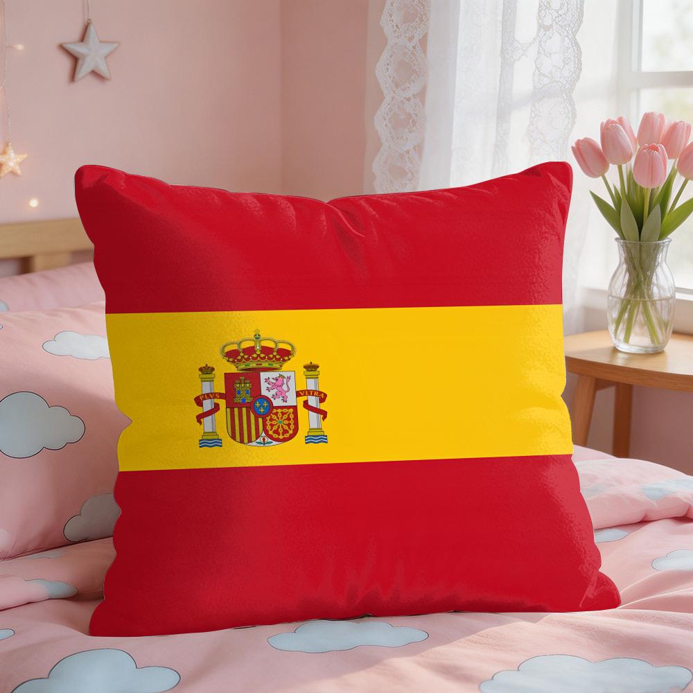 European National Flags Cushion Cover Square Short Plush Pillow Case Living Room Sofa Home Decor Funda X
