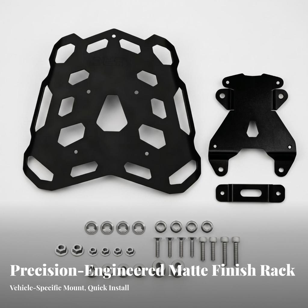 Rear Luggage Rack with Mounting Bracket Matte Black Cargo Carrier Plate