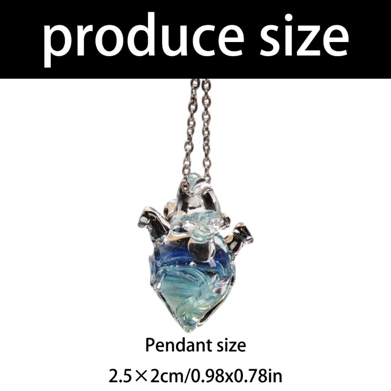 Hantverksmässigt Tillverkat Glas Hjärta Smycke Halsband Silverkedja Halsband Handgjord Unik Alla Hjärtans Dag Gåva Till Henne