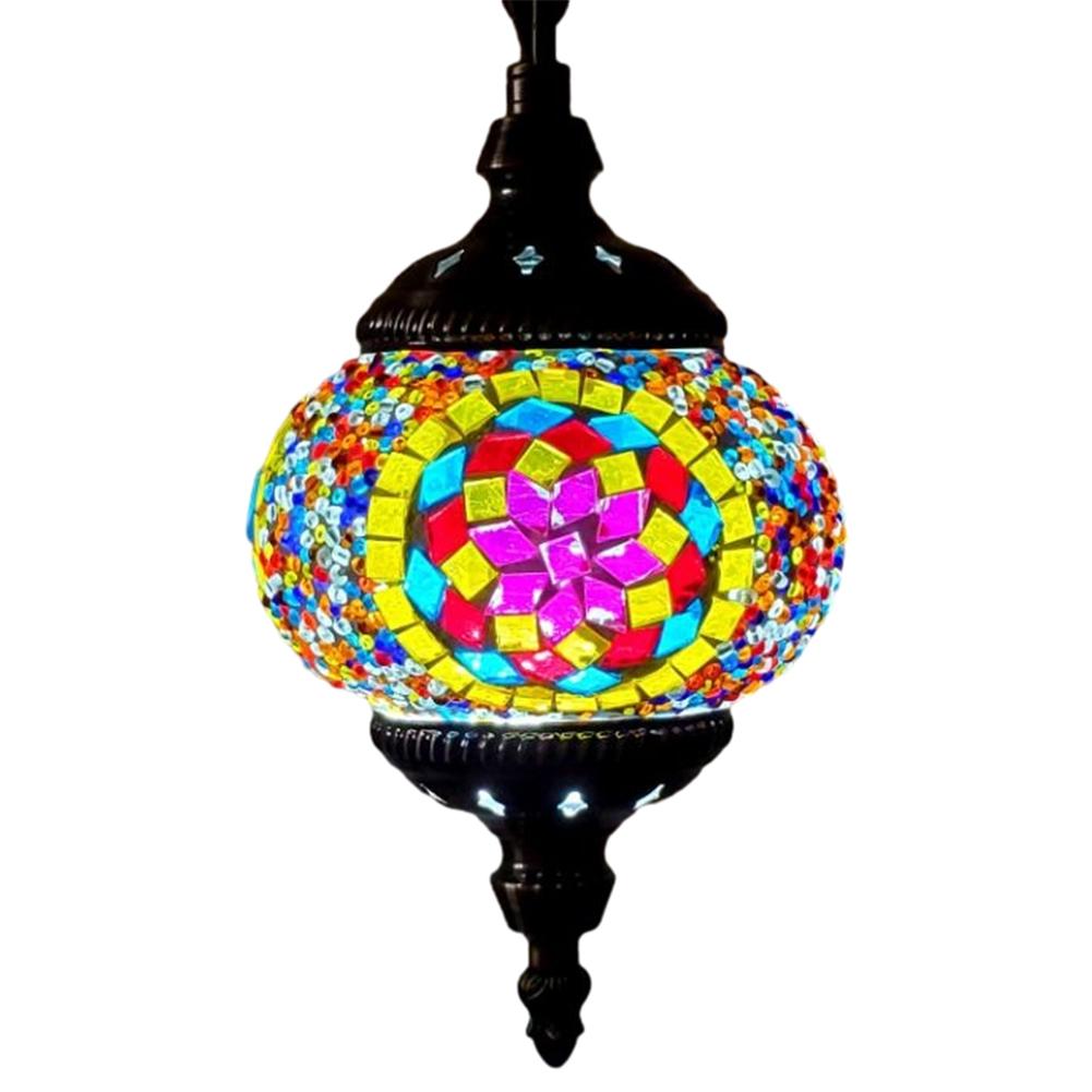 Turkish Moroccan Mosaic Handmade Mosaic Hanging Ceiling Lamp 5IN Diameter Pendant Chandelier Living Room Bedroom Home Decor