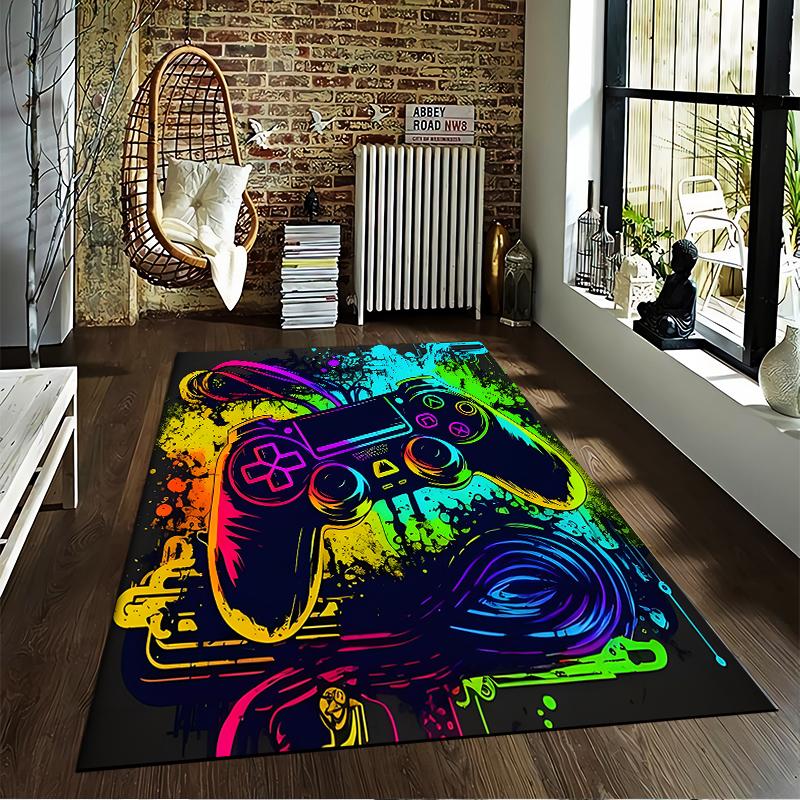 Colorful Game Controller Rug for Gamers Suitable for Use As an Anti-slip Game Mat for Living Room and Bedroom Sofas