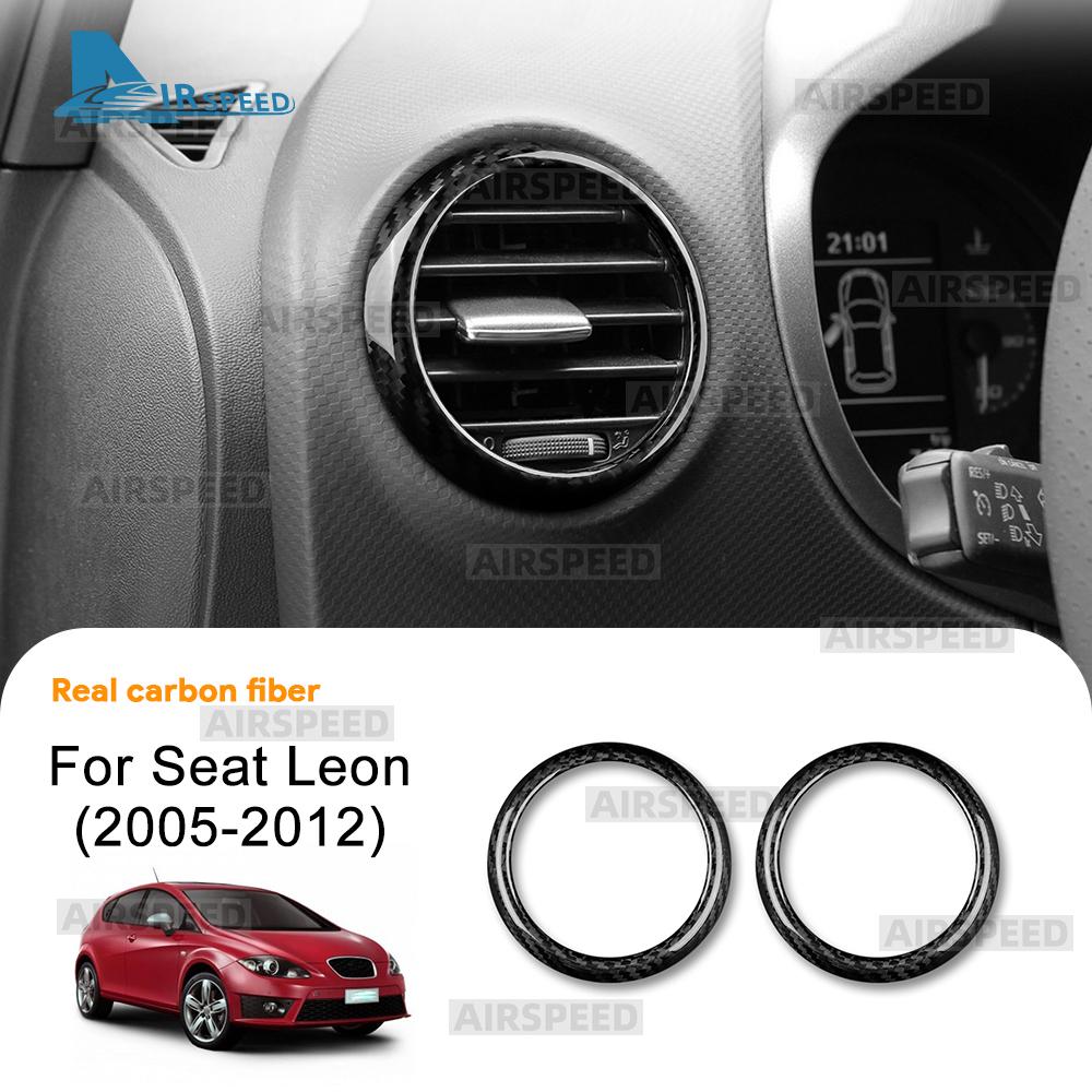 Real Soft Carbon Fiber Sticker For Seat Leon 2005 2006 2007 2008 2009 2010 2011 2012 Car Both Side of Air Outlet Accessories