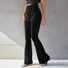 Women's Fashion Sexy High Waist Gold Velvet Ribbed Flared Pants