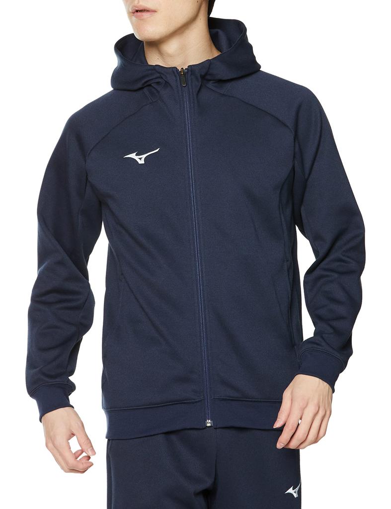 Mizuno Training Wear Size XL Sweatshirt, Full-Zip Hoodie, 32MCA177, Navy,