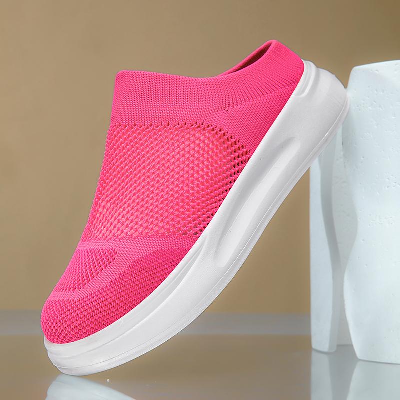 Breathable Mesh Couple Casual Shoes Knitted Lightweight Slippers Slip-on Daily Loafers for Walking Traveling Size 36-45